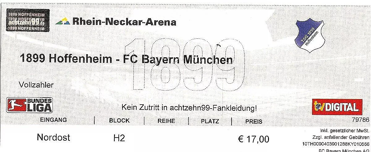 BUNDESLIGA: 1899 HOFFENHEIM - FC BAYERN MÜNCHEN